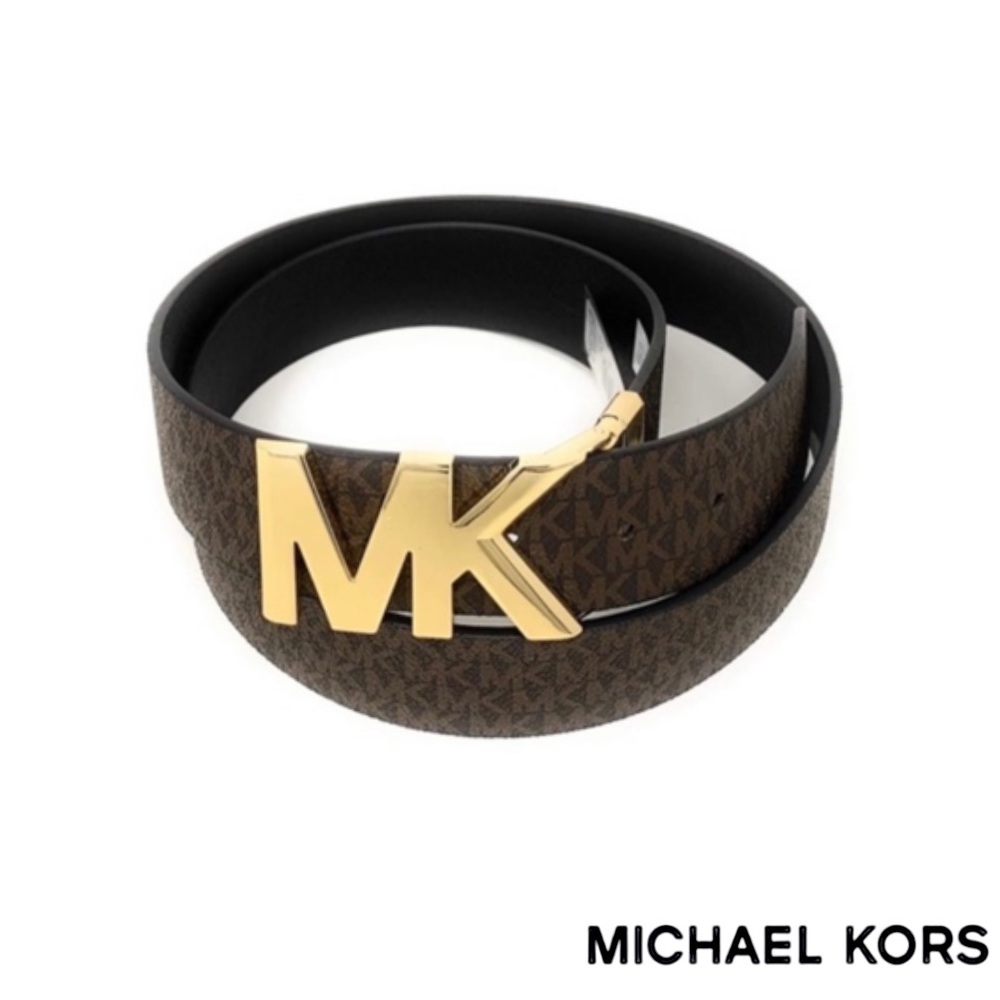 NWT Michael Kors Reversible Black & Brown Logo Leather Belt | S/M/L